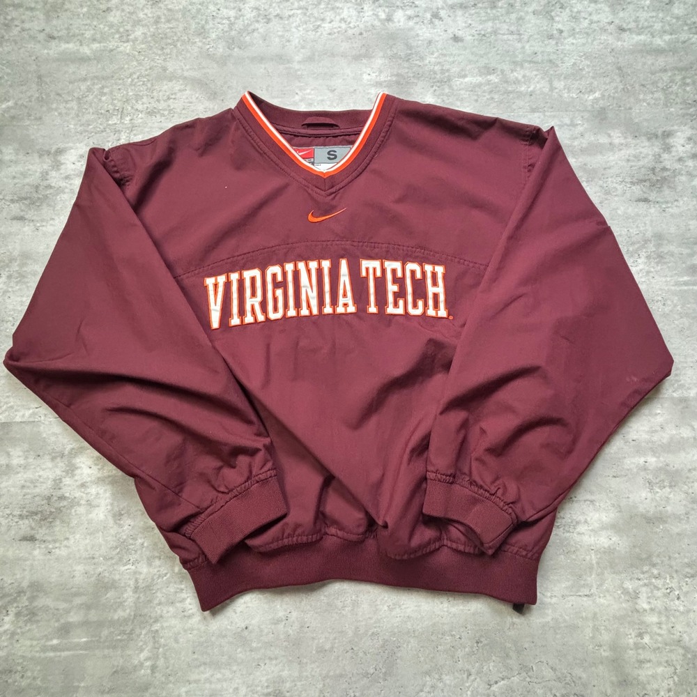 Nike Pullover Windbreaker Small Maroon Virginia Tech Center Swoosh Vintage